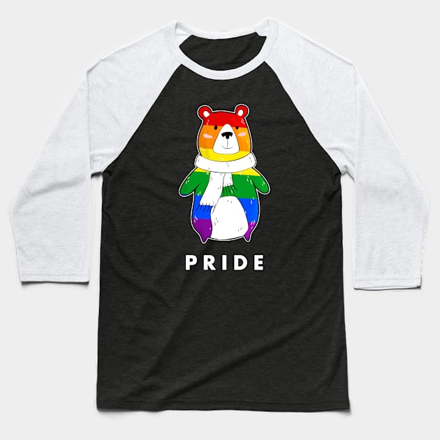 Pride Bear Wearing a Scarf Baseball T-Shirt by zorrorojo